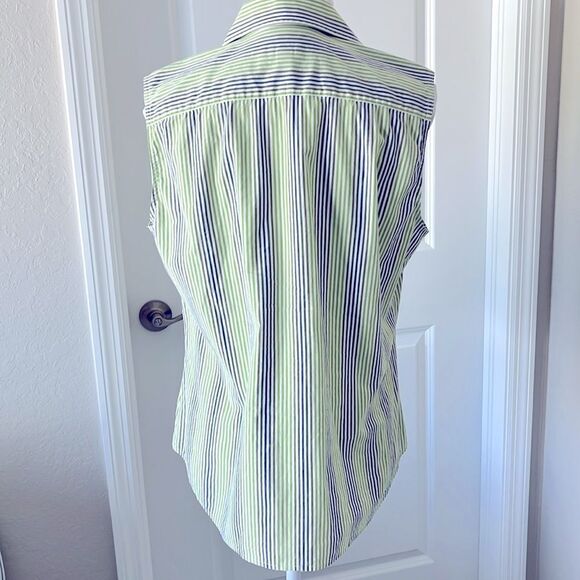 Lilly Pulitzer Vintage Striped Sleeveless Blouse Embroidered Palm Tree SZ 12 - Picture 5 of 7